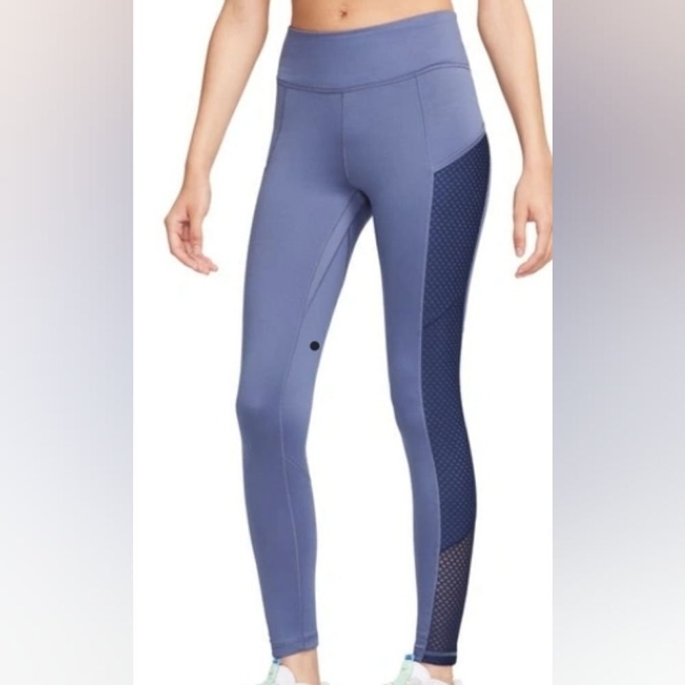 1254 NWT Nike Therma-FIT Training Leggings Mid Rise Full Length Blue Women's XS